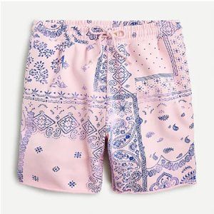 Jcrew Original cotton terry long cutoff short in patchwork paisley